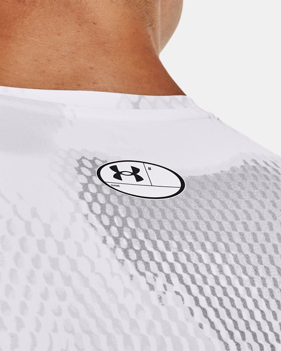 Men's UA Iso-Chill Compression Printed Short Sleeve, White, pdpMainDesktop image number 3